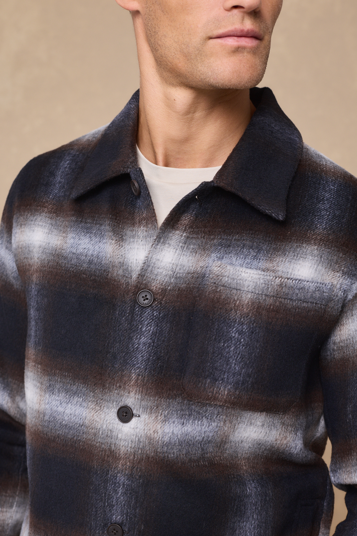 Victor Brushed Checked Overshirt - Check