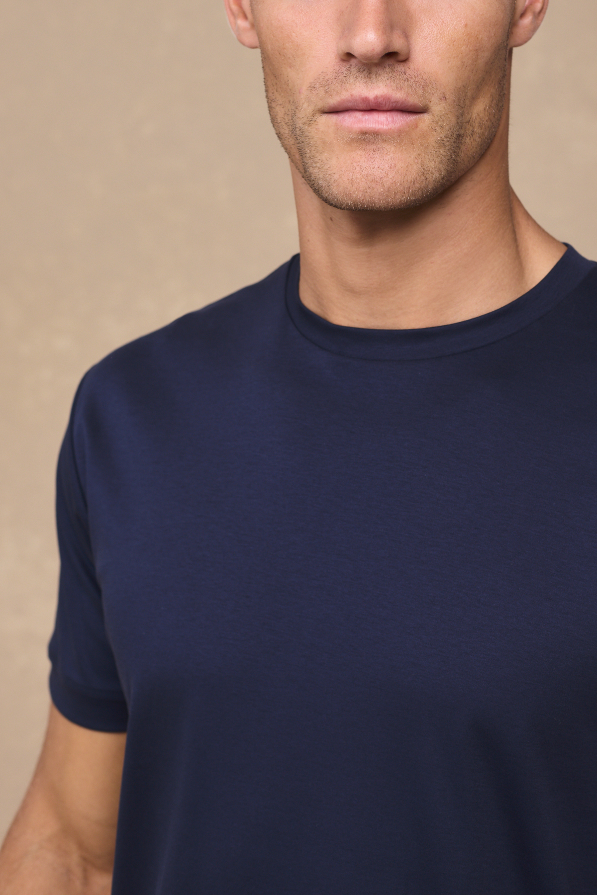 Luxe gemerceriseerd T-shirt - Marineblauw