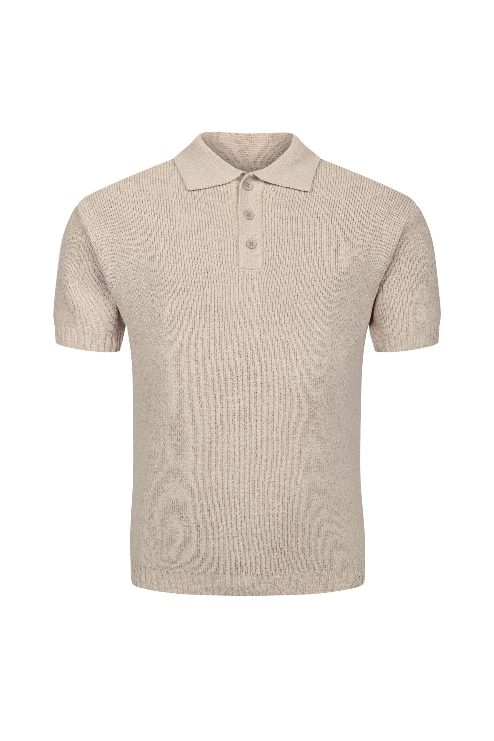 Sorelle Polo met korte mouwen en ribgebreide afwerking - Zandkleur