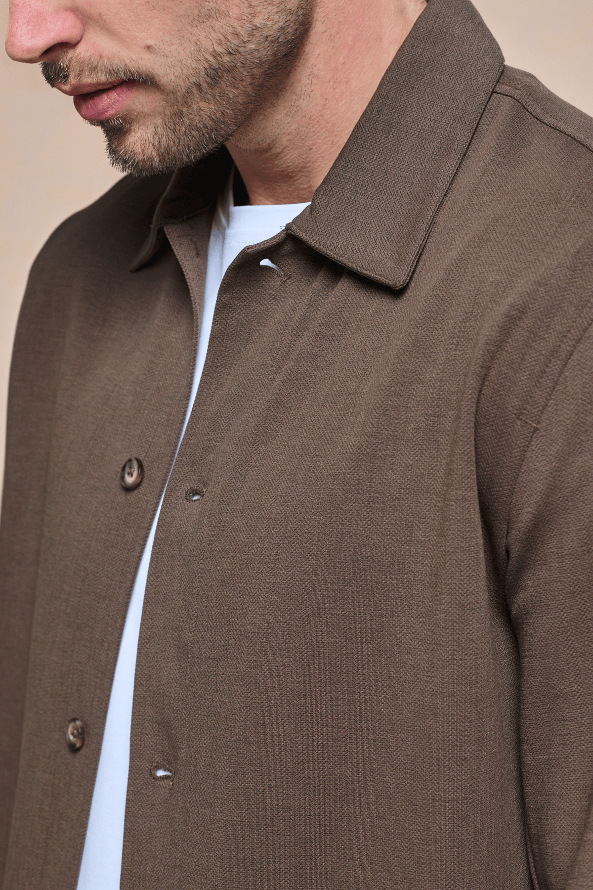 Geneva overshirt met textuur - Bruin