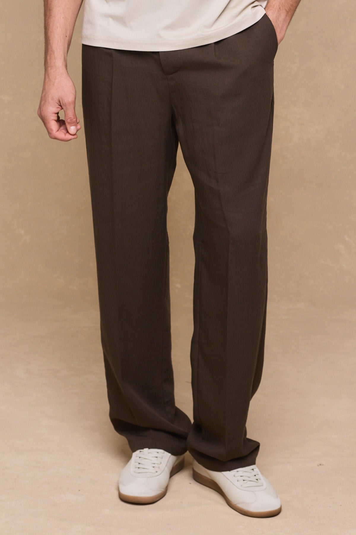 Helio geplooide relaxte broek - bruin