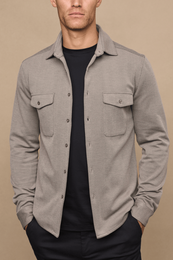 Jacques overshirt met textuur - Beige/Bruin