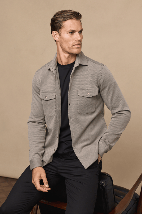 Jacques overshirt met textuur - Beige/Bruin