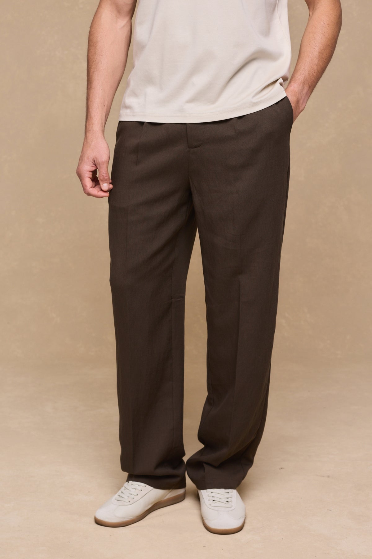 Helio geplooide relaxte broek - bruin