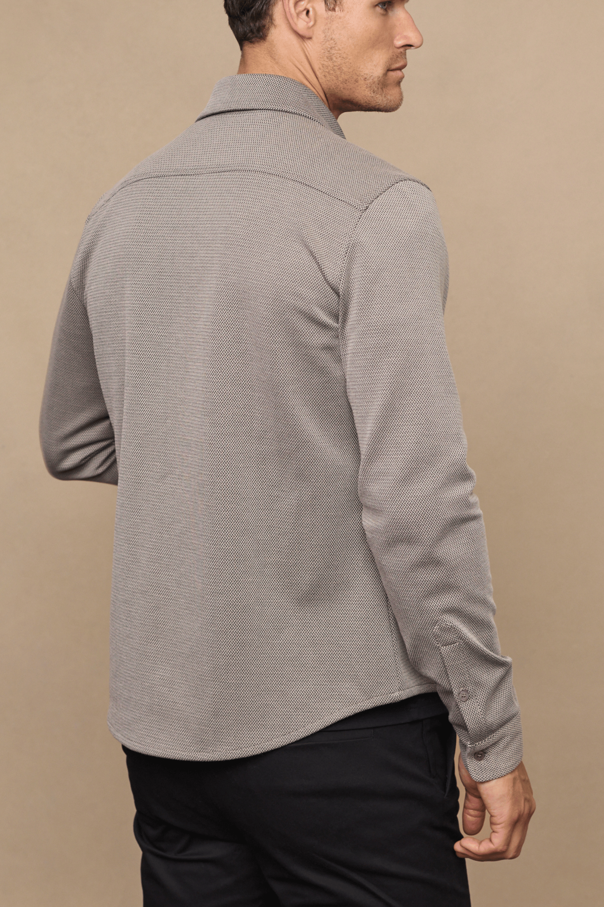 Jacques overshirt met textuur - Beige/Bruin