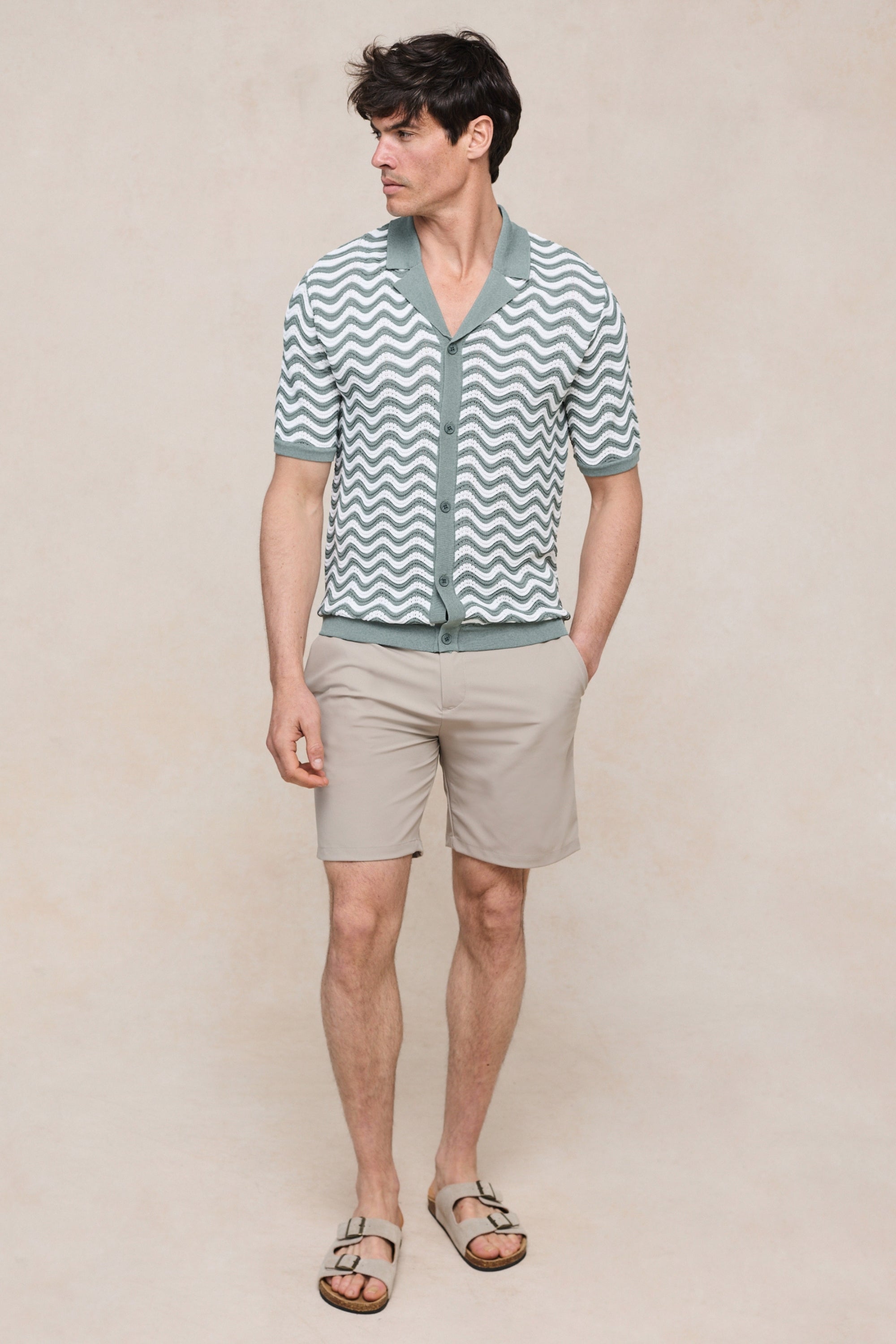 Serenita gebreid shirt - Saliegroen/Wit