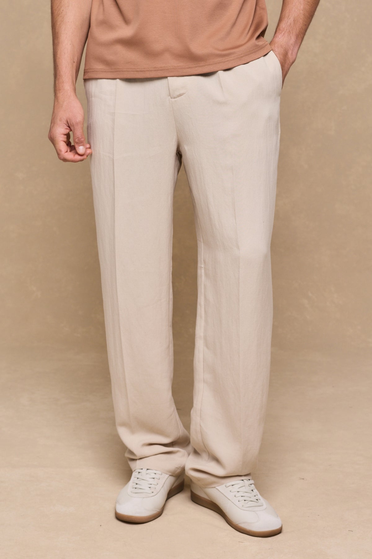 Helio geplooide relaxte broek - beige