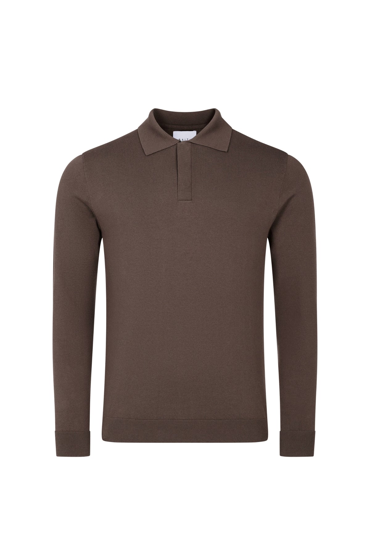 Andre Cotton Long Sleeve Button Polo - Mocha