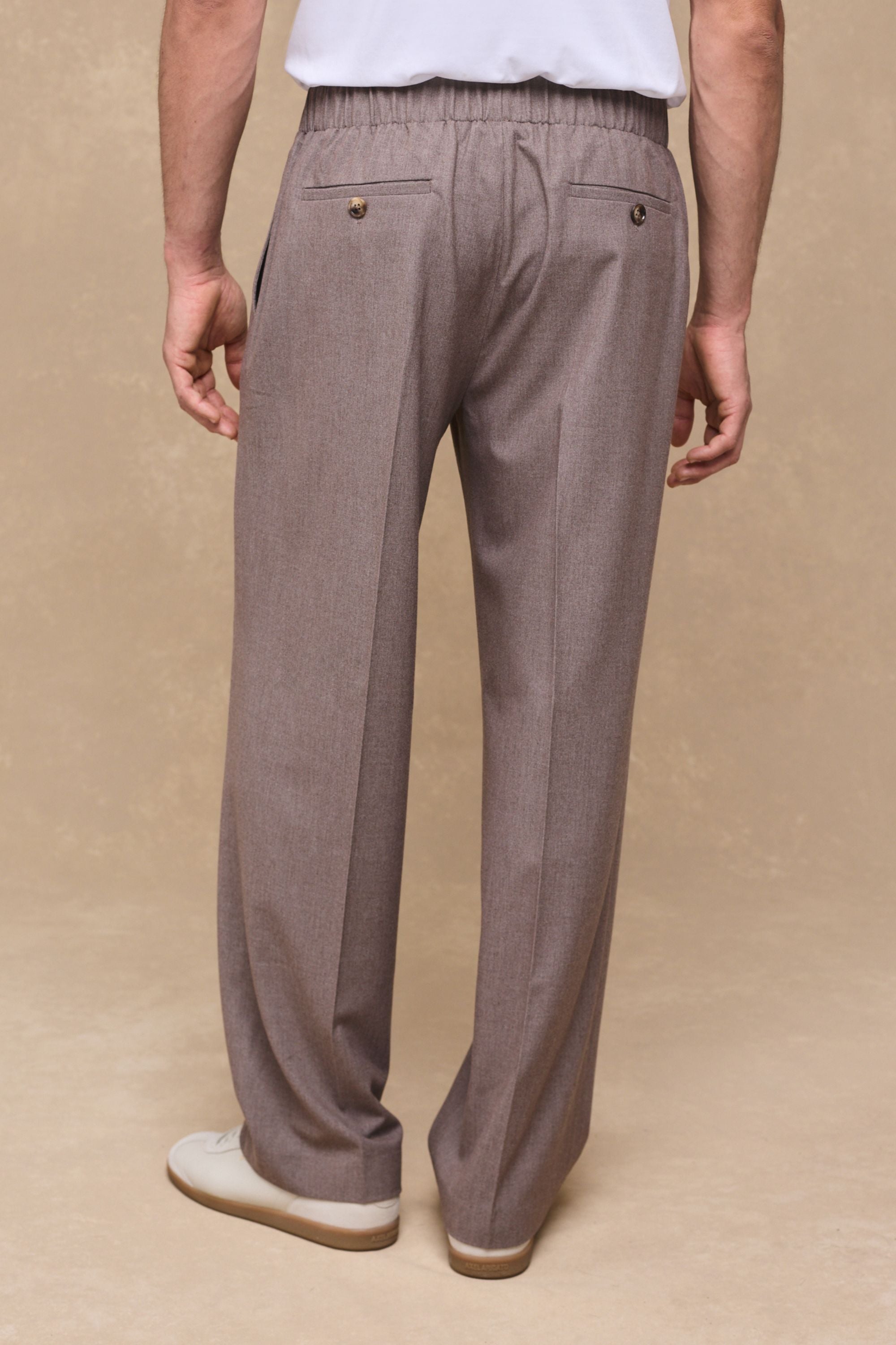 Johan Elasticated Waist Relaxed Fit Trouser - Taupe Marl