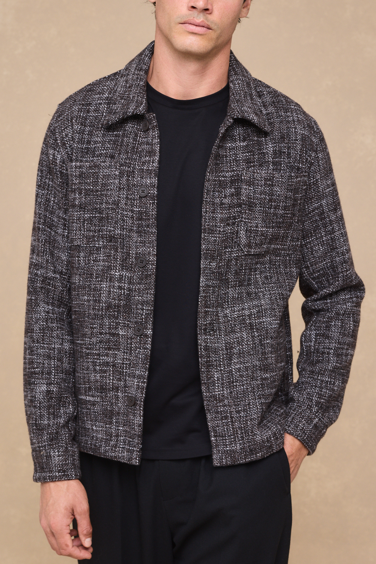 Vincent Tweed Overshirt - Brown Multi