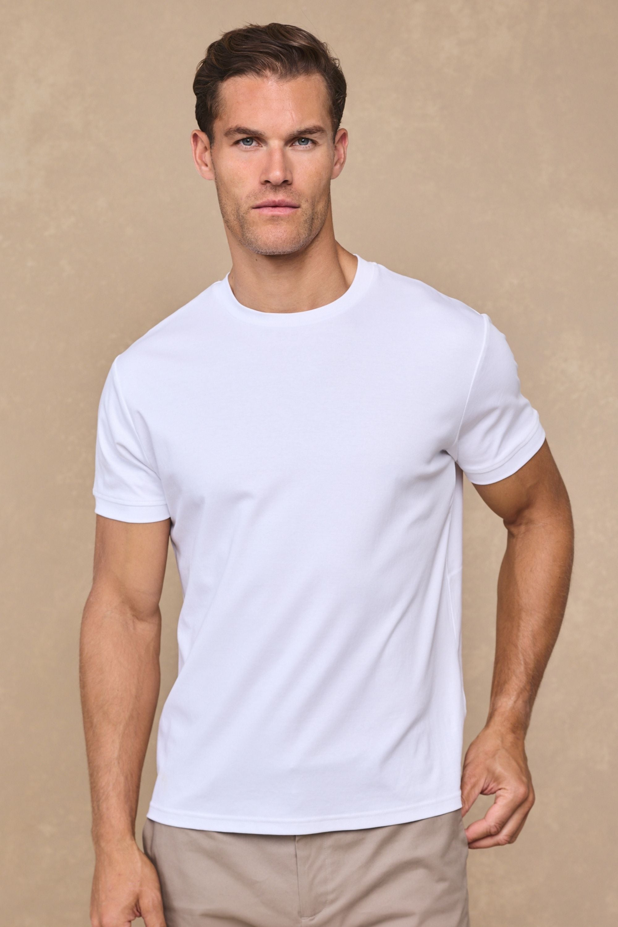 Luxe gemerceriseerd T-shirt - Wit