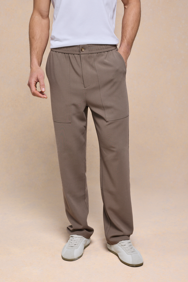 Julien Relaxed Pantalon met Panelen - Olijfgroen