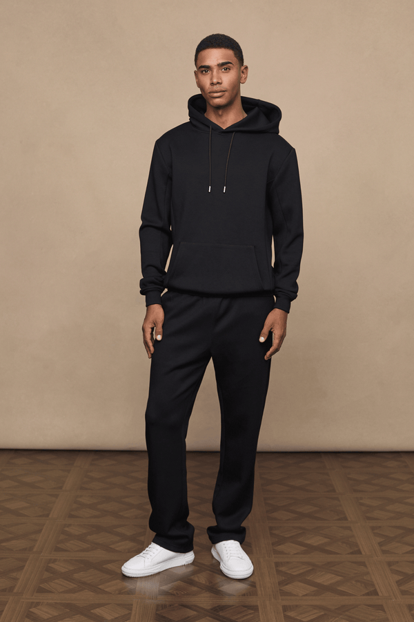 Luxe joggingbroek met rechte pijpen - Zwart