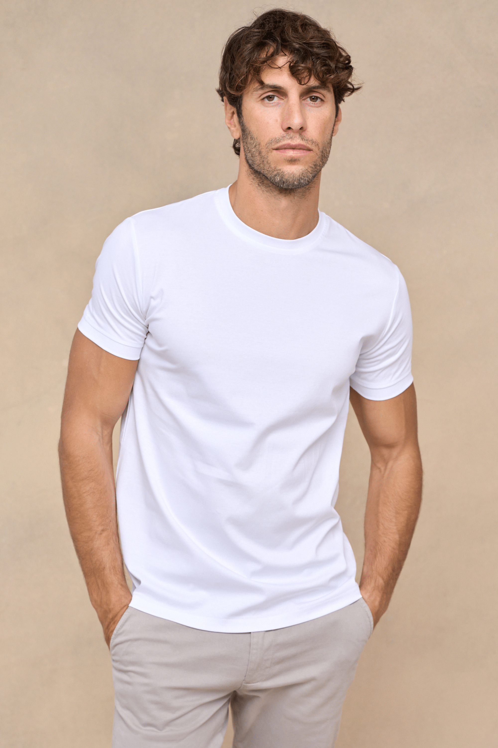 Luxe gemerceriseerd T-shirt - Wit