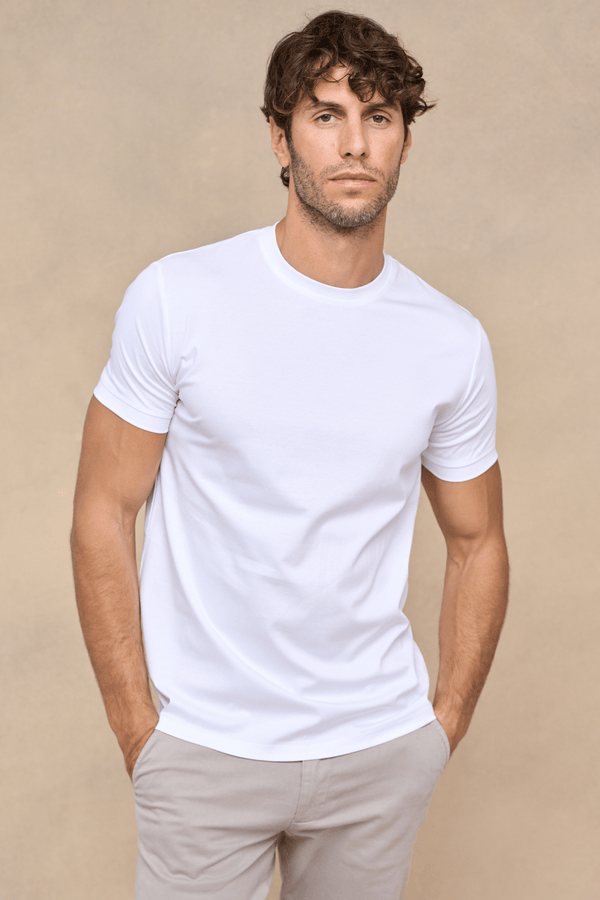 Luxe gemerceriseerd T-shirt - Wit
