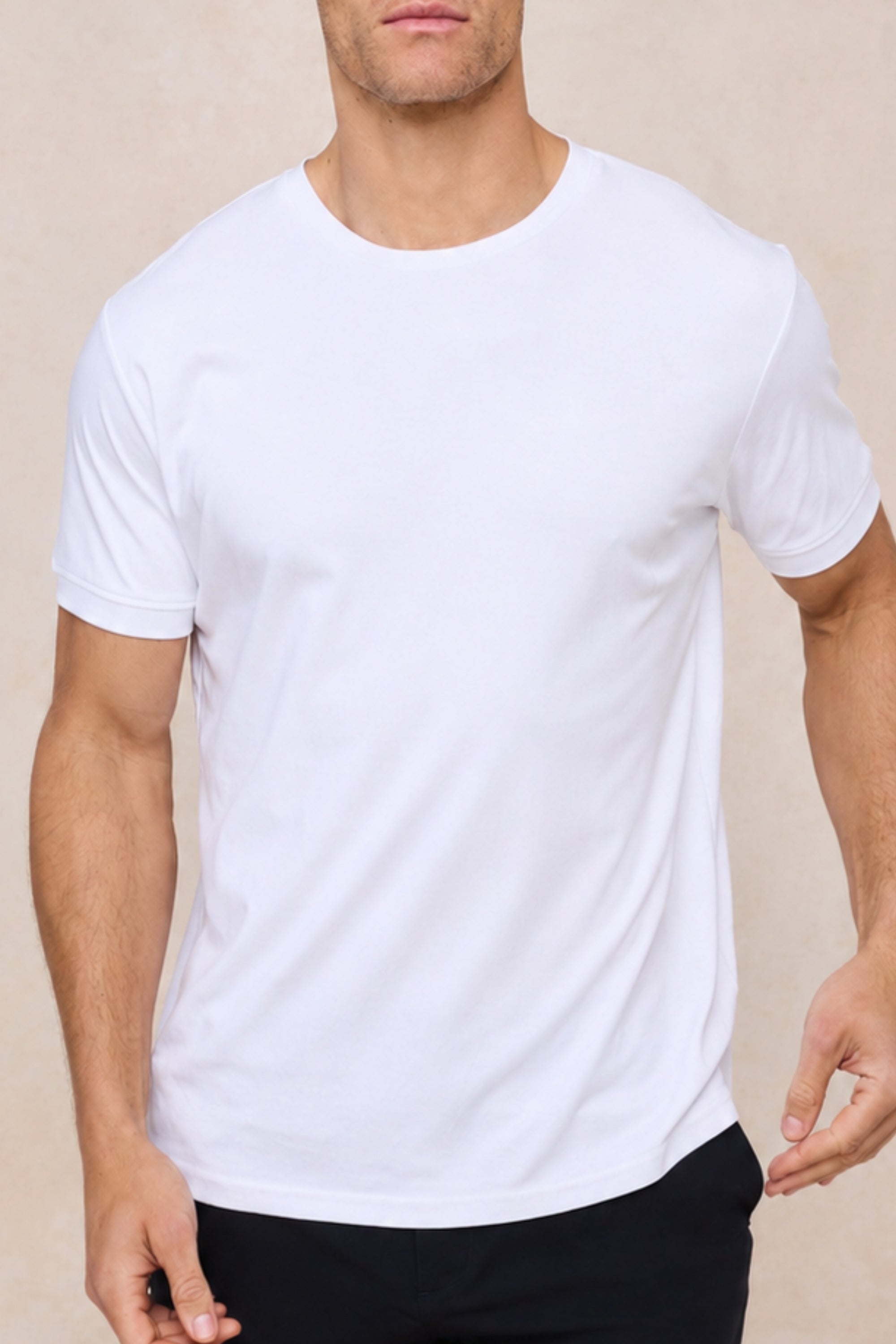 Luxe gemerceriseerd T-shirt - Wit