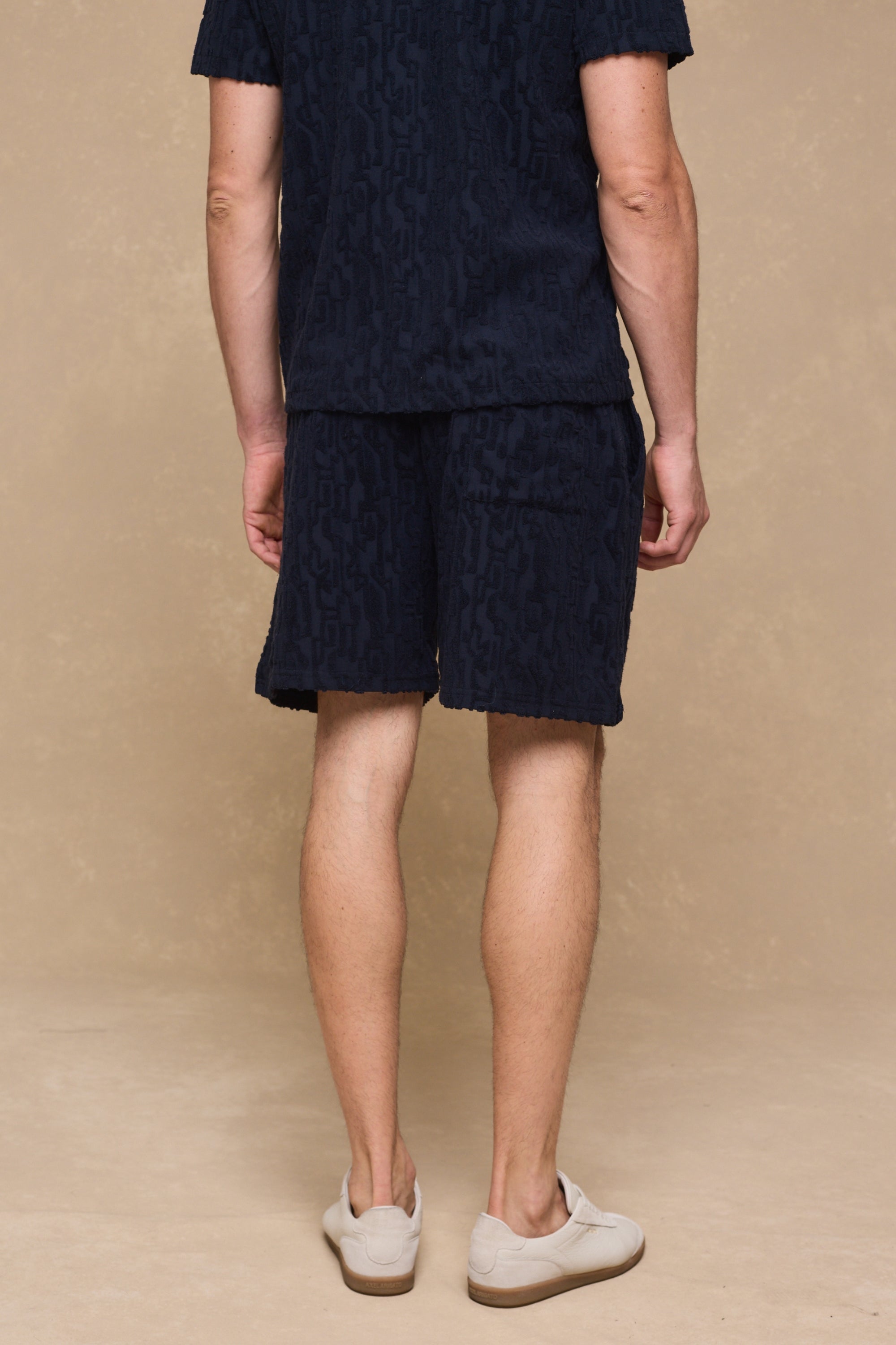 Fausto korte broek met fluweelachtige badstof - marineblauw
