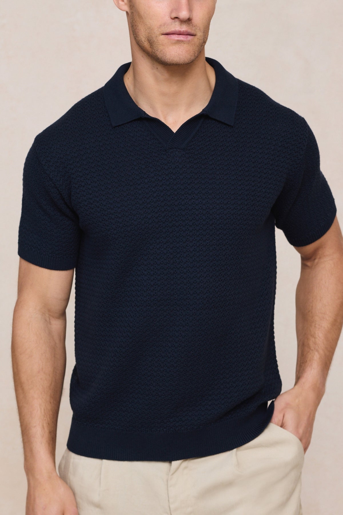 Rapha katoenen gebreide polo - marineblauw