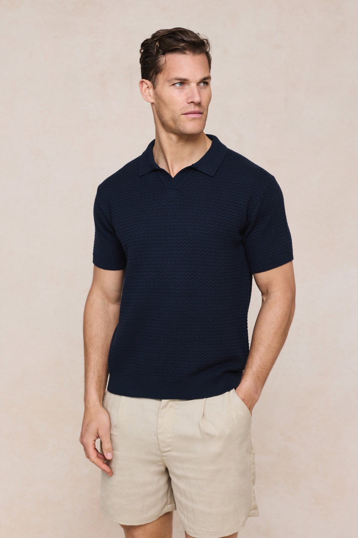 Rapha katoenen gebreide polo - marineblauw