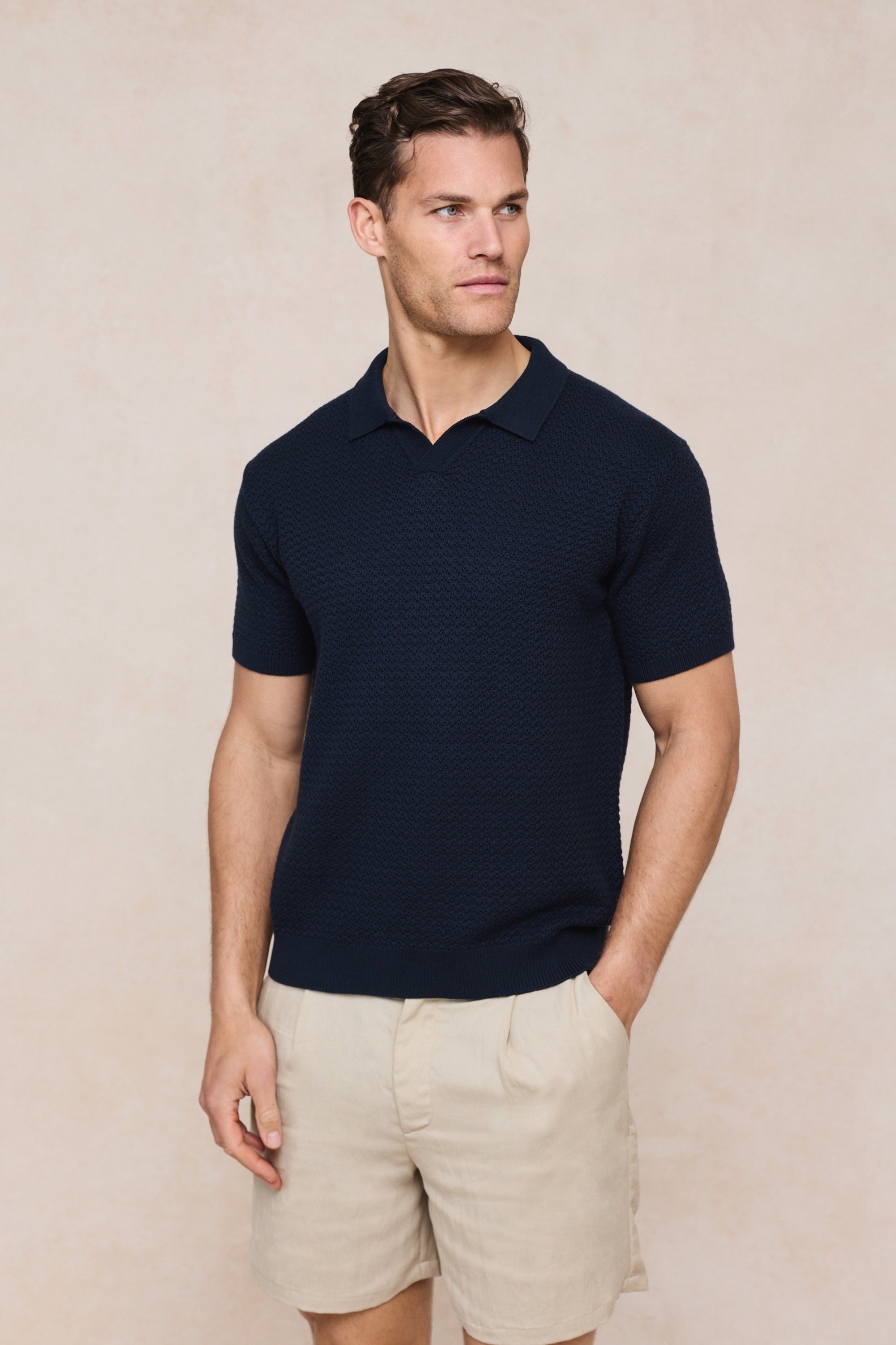 Rapha katoenen gebreide polo - marineblauw