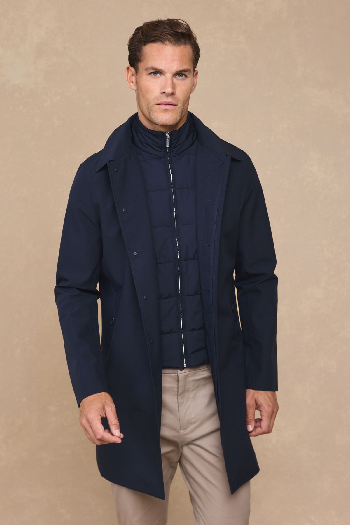 Cohen Trench Coat With Detachable Insert - Navy