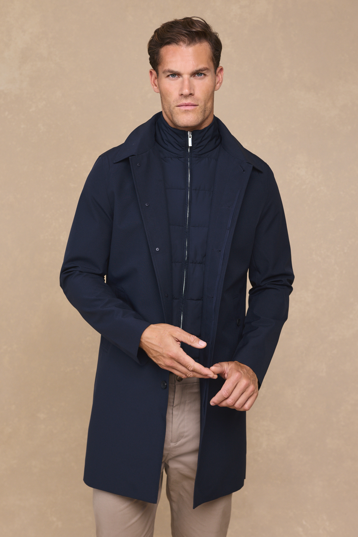 Cohen Trench Coat With Detachable Insert - Navy
