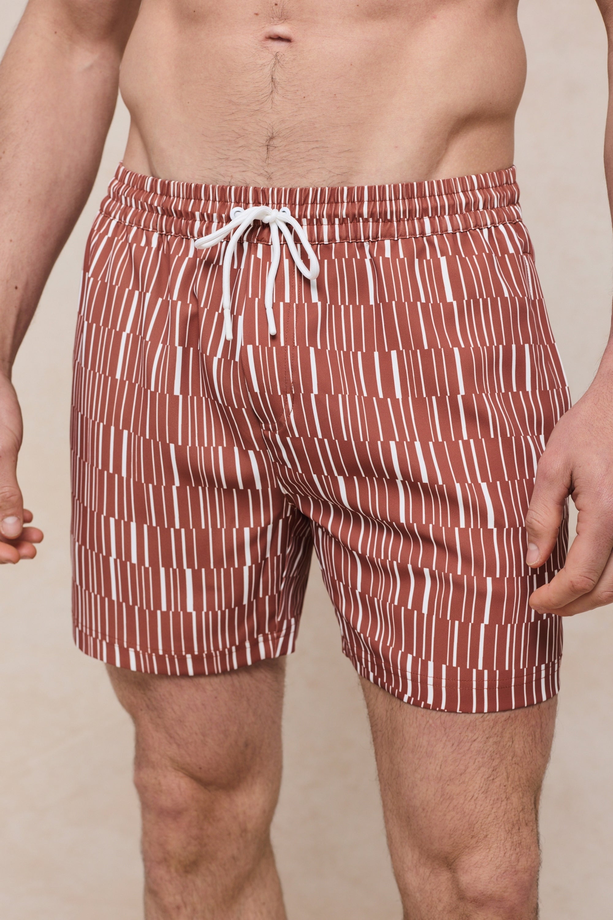 Chalco Elasticated Waist Swim Short - Rust/Ecru