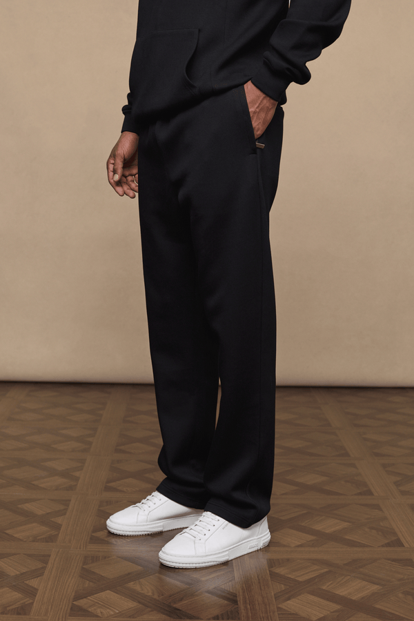 Luxe joggingbroek met rechte pijpen - Zwart