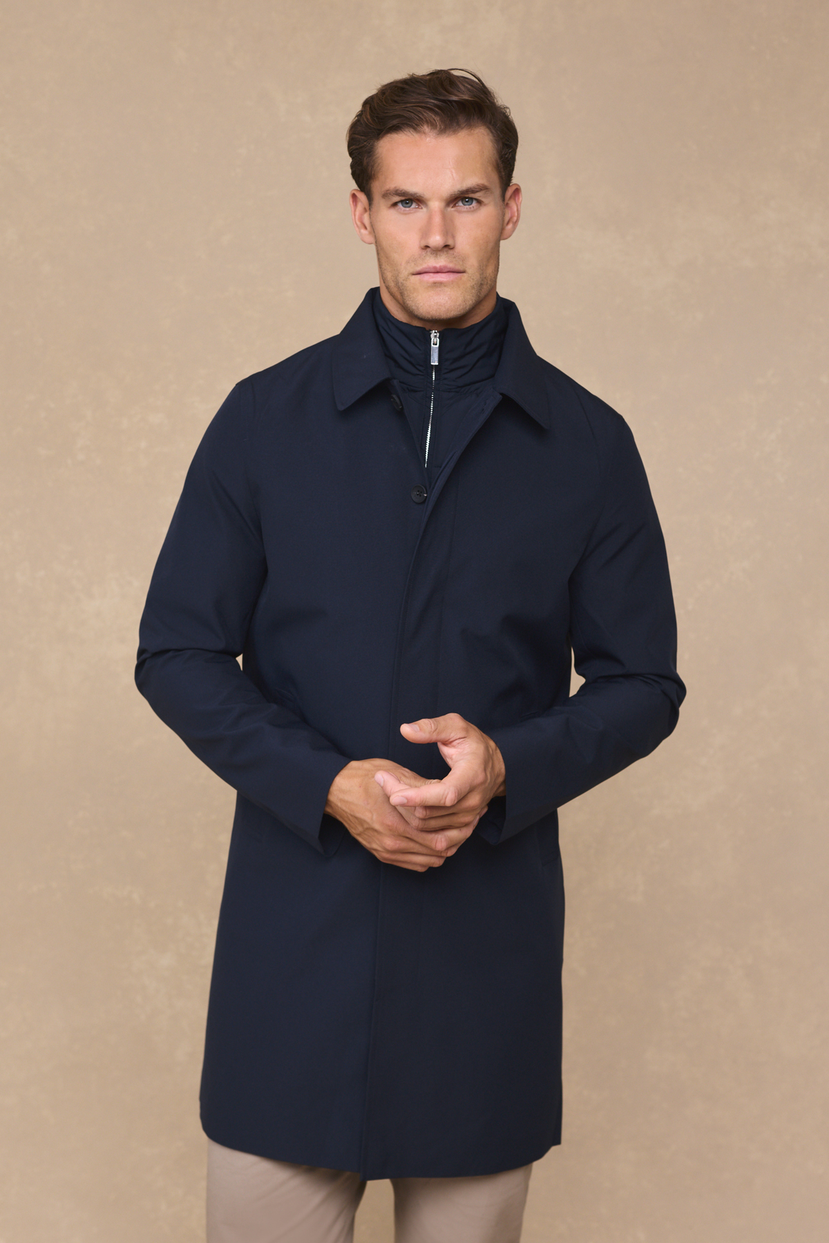 Cohen Trench Coat With Detachable Insert - Navy