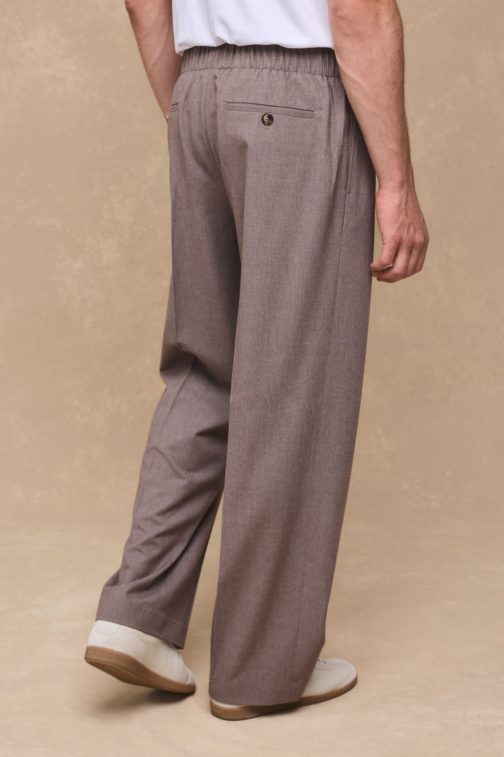 Johan Elasticated Waist Relaxed Fit Trouser - Taupe Marl