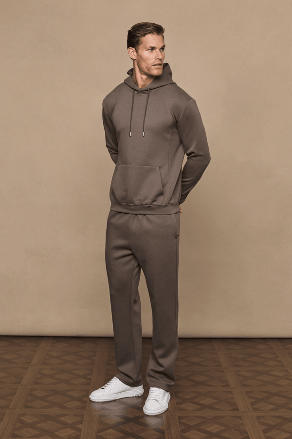 Luxe joggingbroek met rechte pijpen - Verbrande olijfgroen