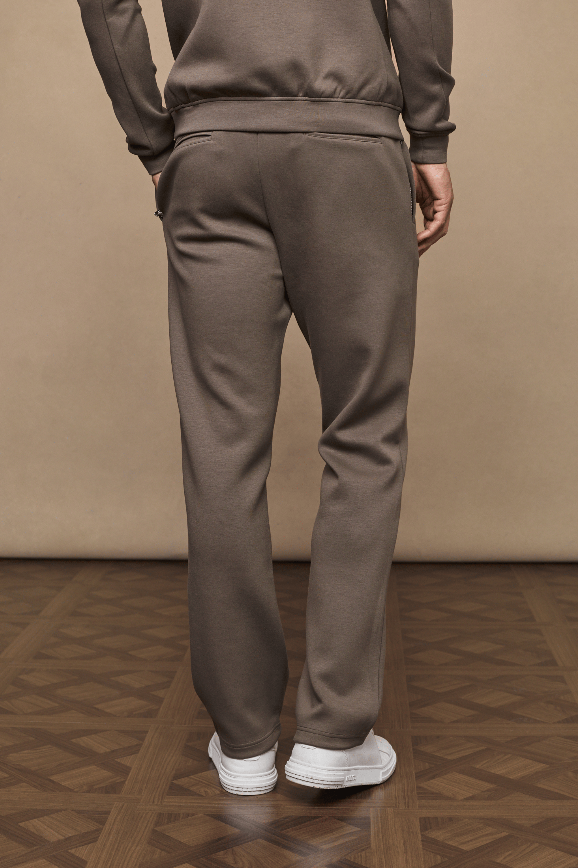 Luxe joggingbroek met rechte pijpen - Verbrande olijfgroen