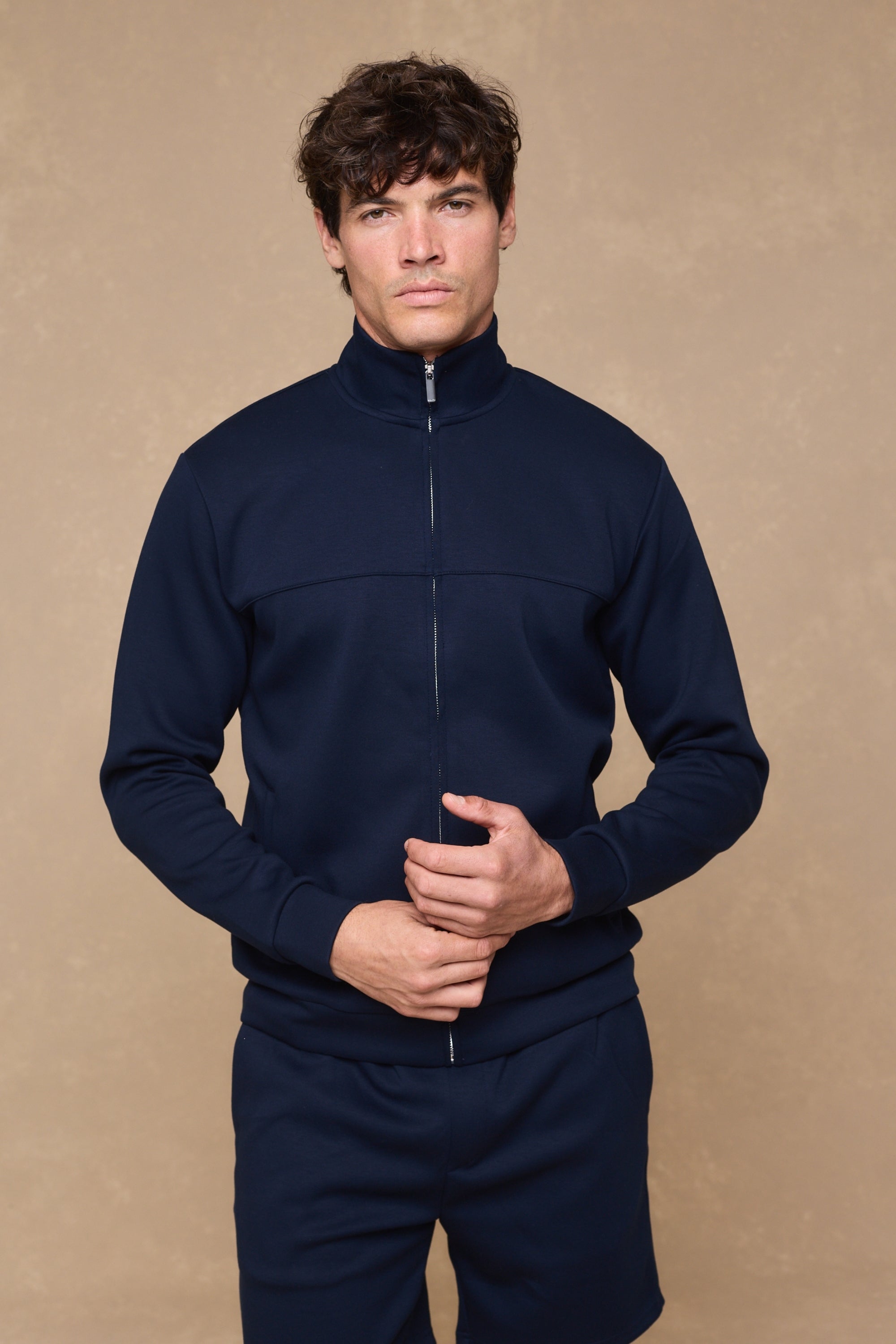 Luxe jas met ritssluiting - Marineblauw