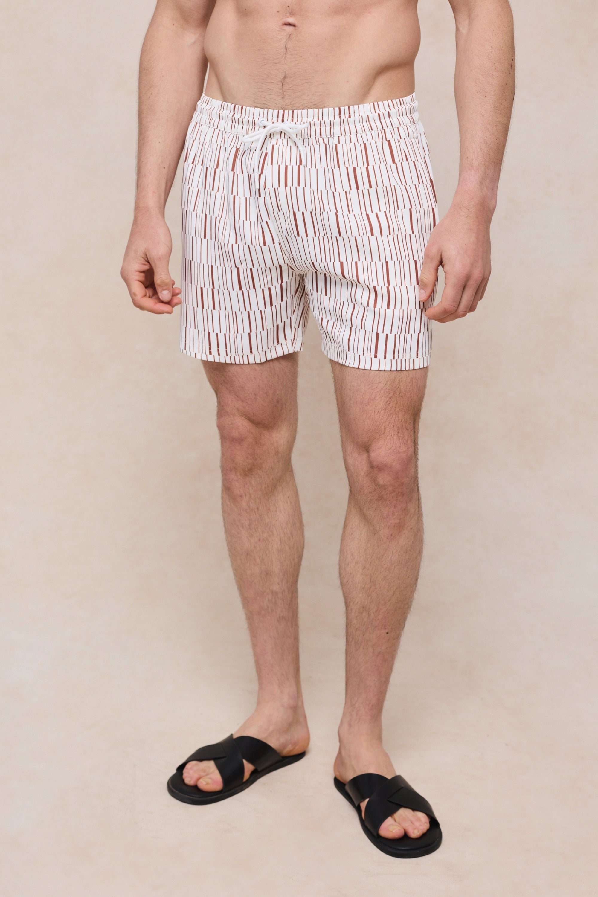 Chalco Elasticated Waist Swim Short - Ecru/Rust
