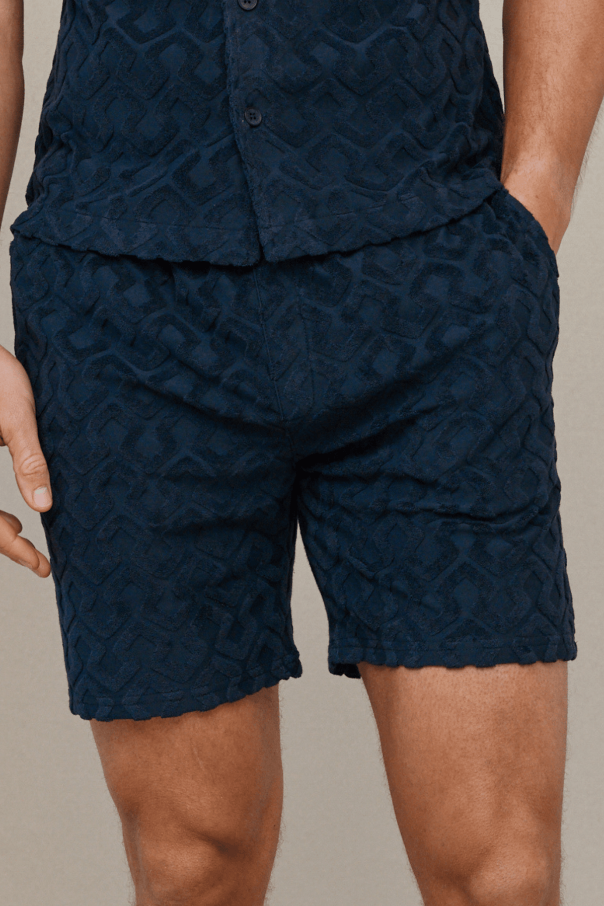 Fontana korte broek met fluweelachtige afwerking - marineblauw