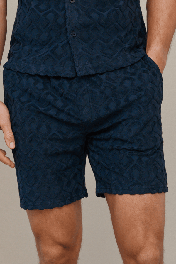 Fontana korte broek met fluweelachtige afwerking - marineblauw