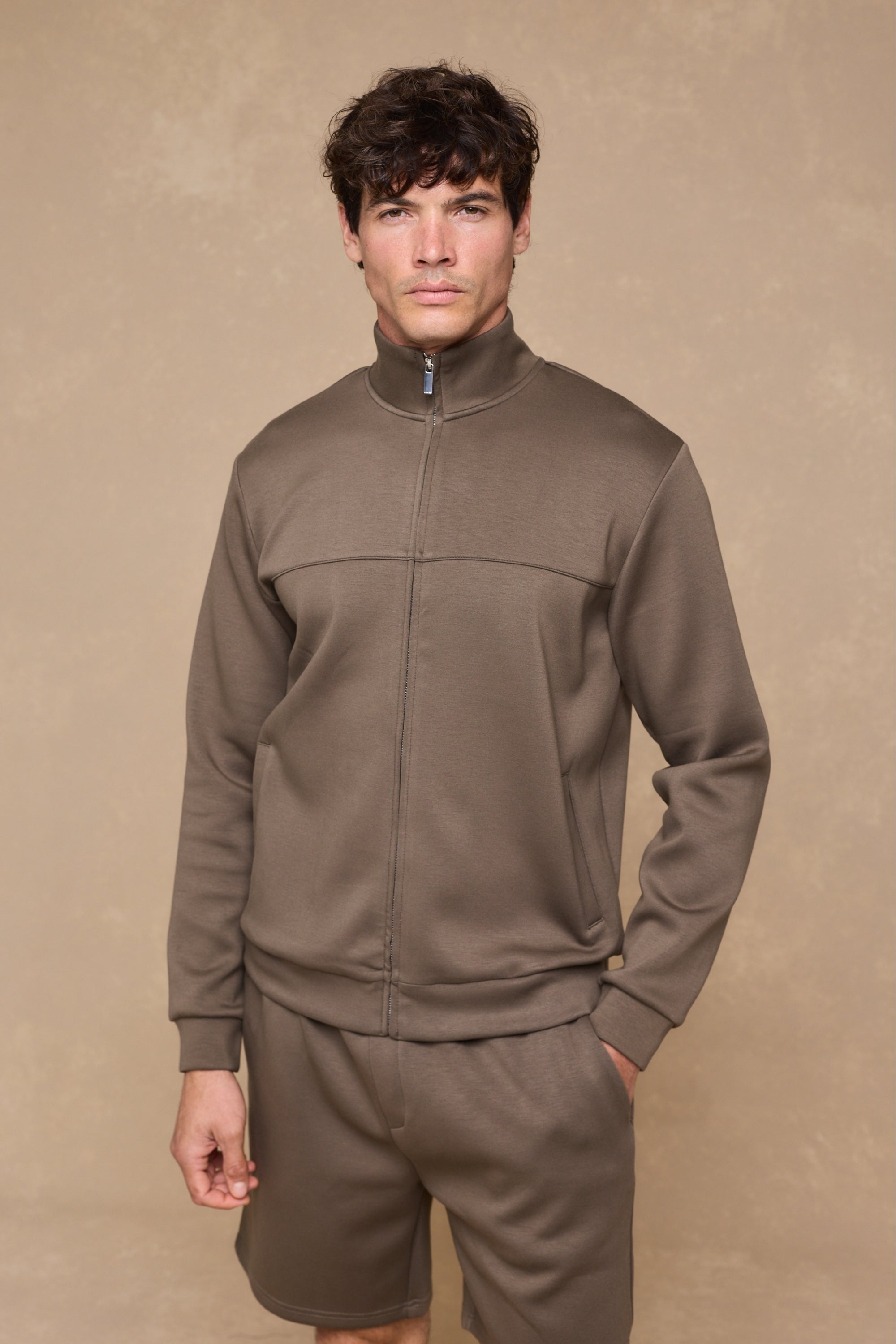 Luxe Zip Through Jacket - Burnt Olive