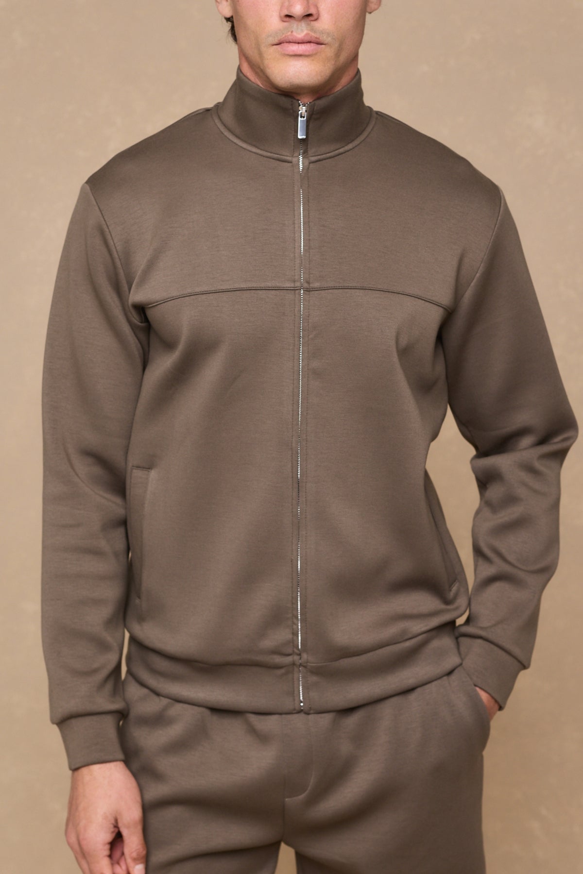 Luxe Zip Through Jacket - Burnt Olive
