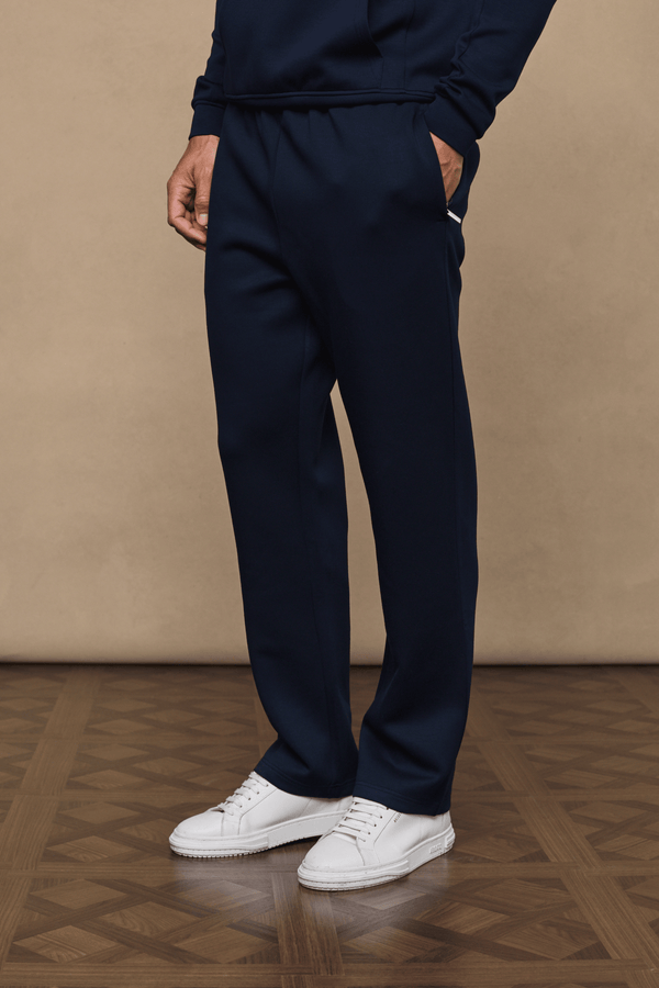 Luxe joggingbroek met rechte pijpen - marineblauw
