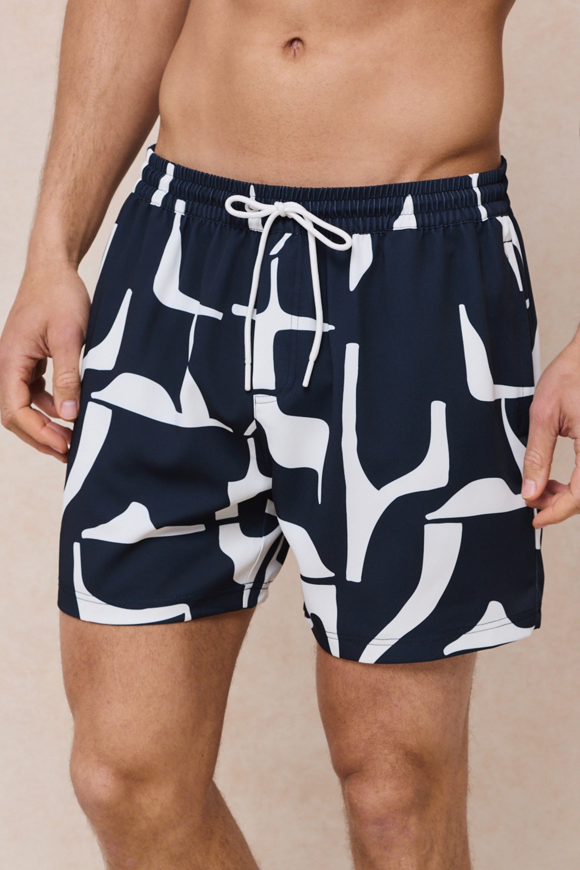 Massira zwembroek met elastische tailleband - Marineblauw/Ecru