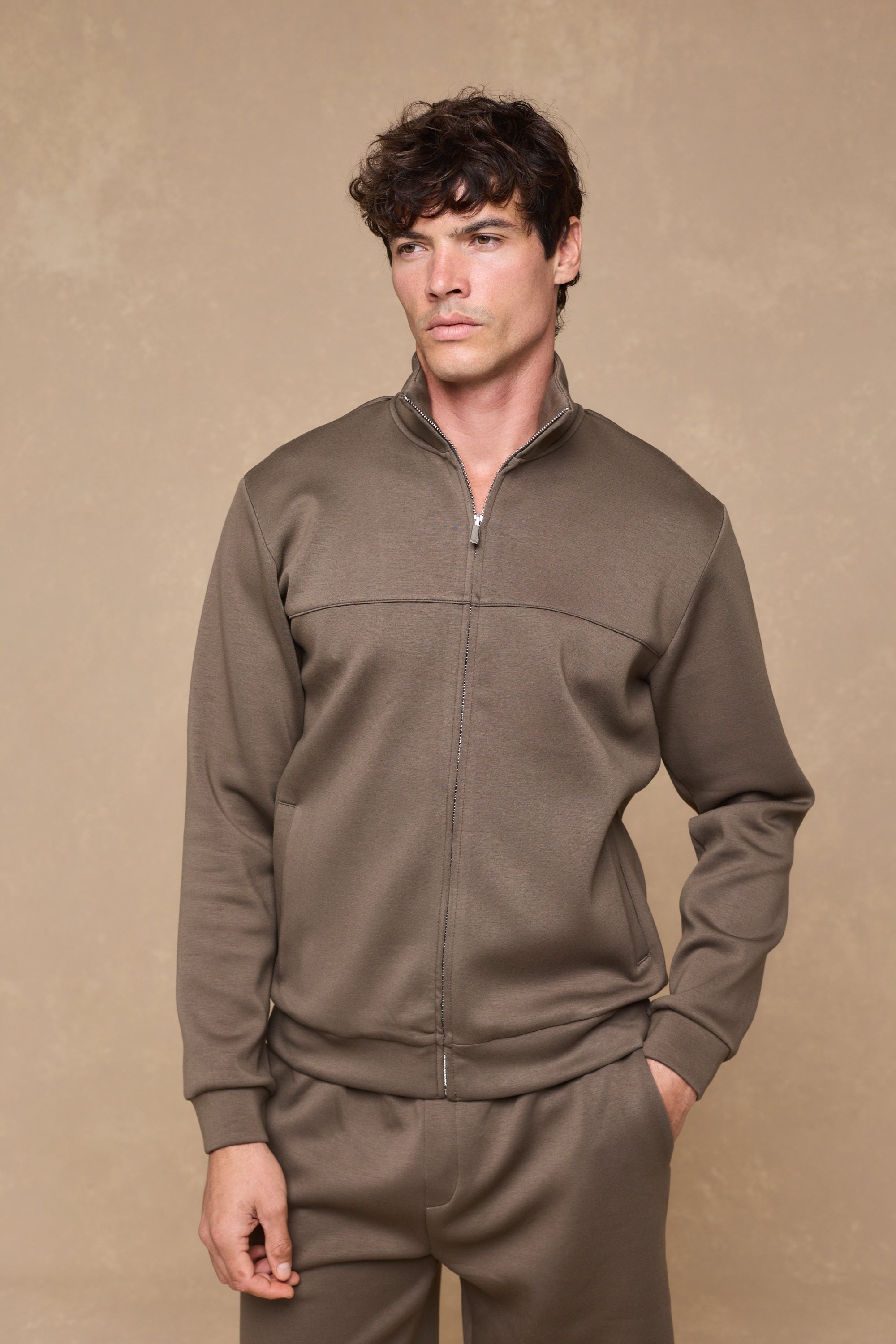 Luxe Zip Through Jacket - Burnt Olive