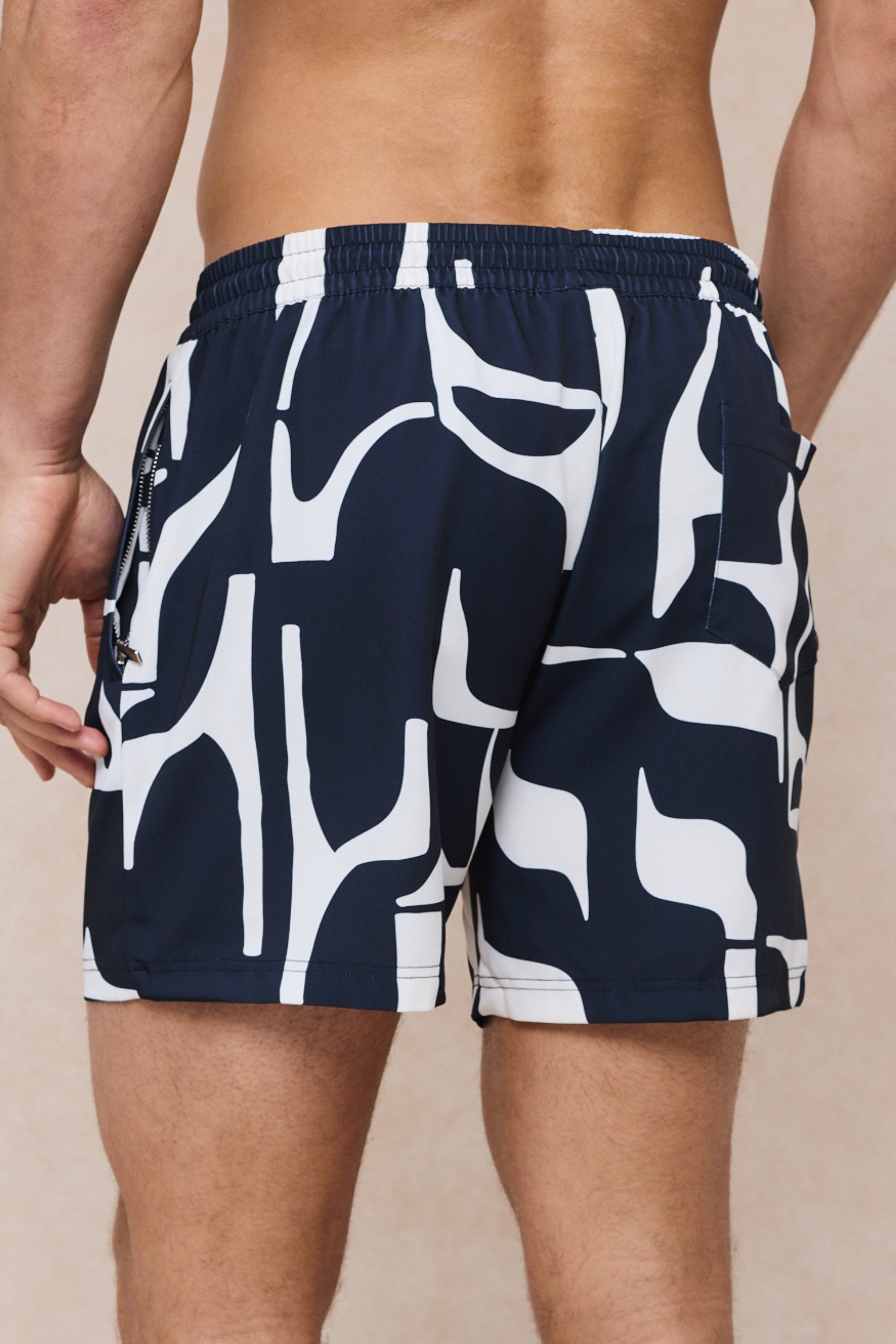 Massira zwembroek met elastische tailleband - Marineblauw/Ecru