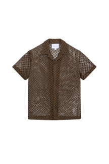 Marcelo Short Sleeve Lace Shirt - Brown