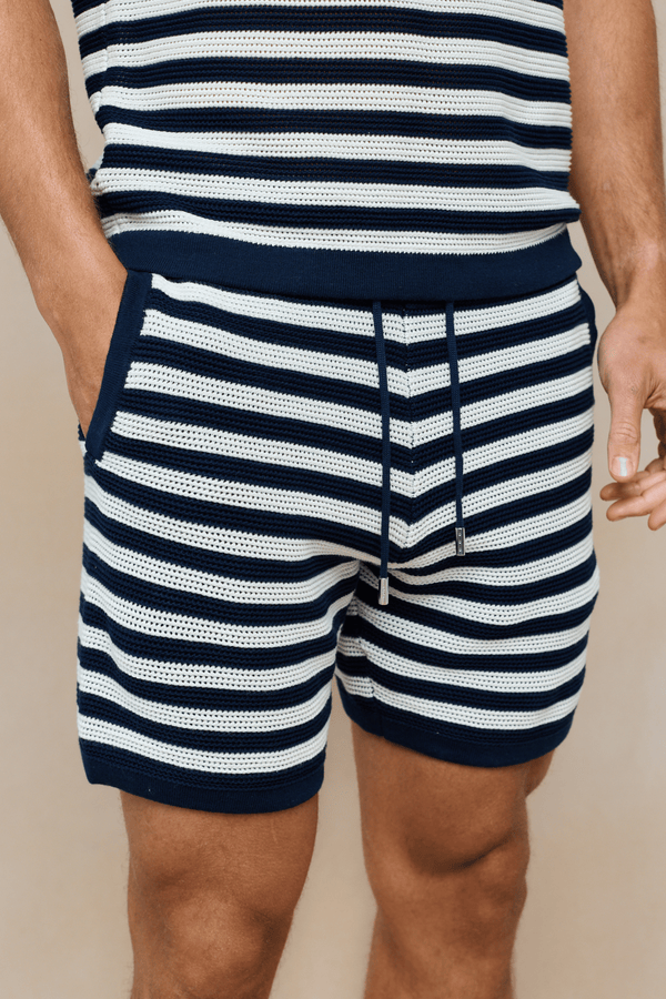 Lattolo Gestreept Gebreid Short - Marine/Ecru