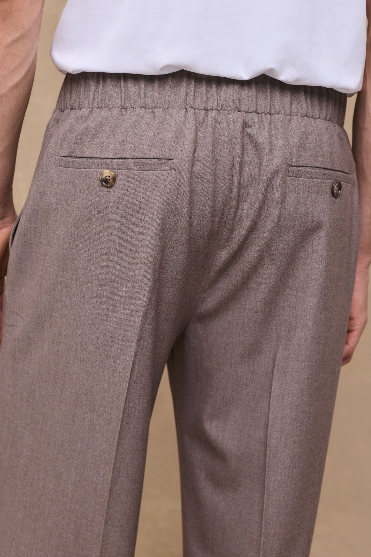 Johan Elasticated Waist Relaxed Fit Trouser - Taupe Marl