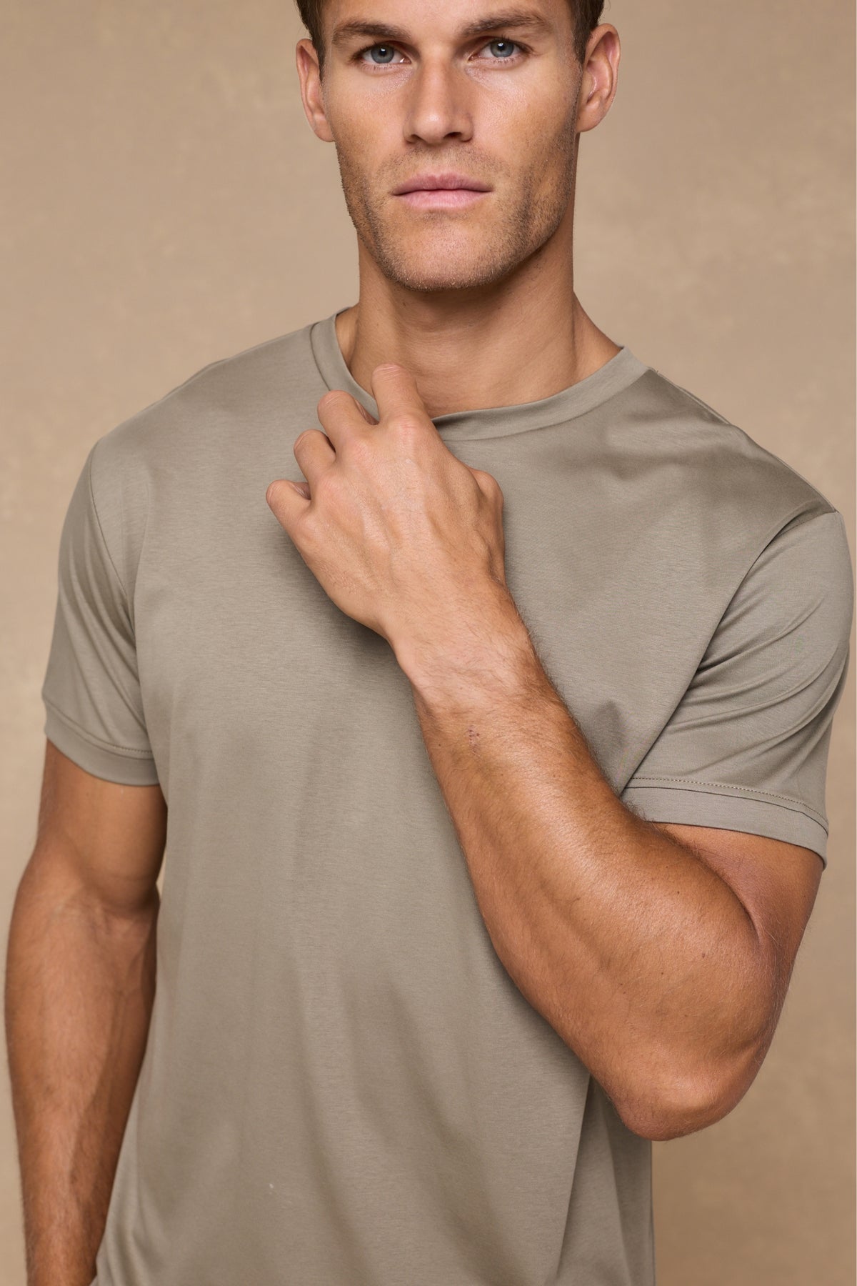 Luxe gemerceriseerd T-shirt - Donker saliegroen