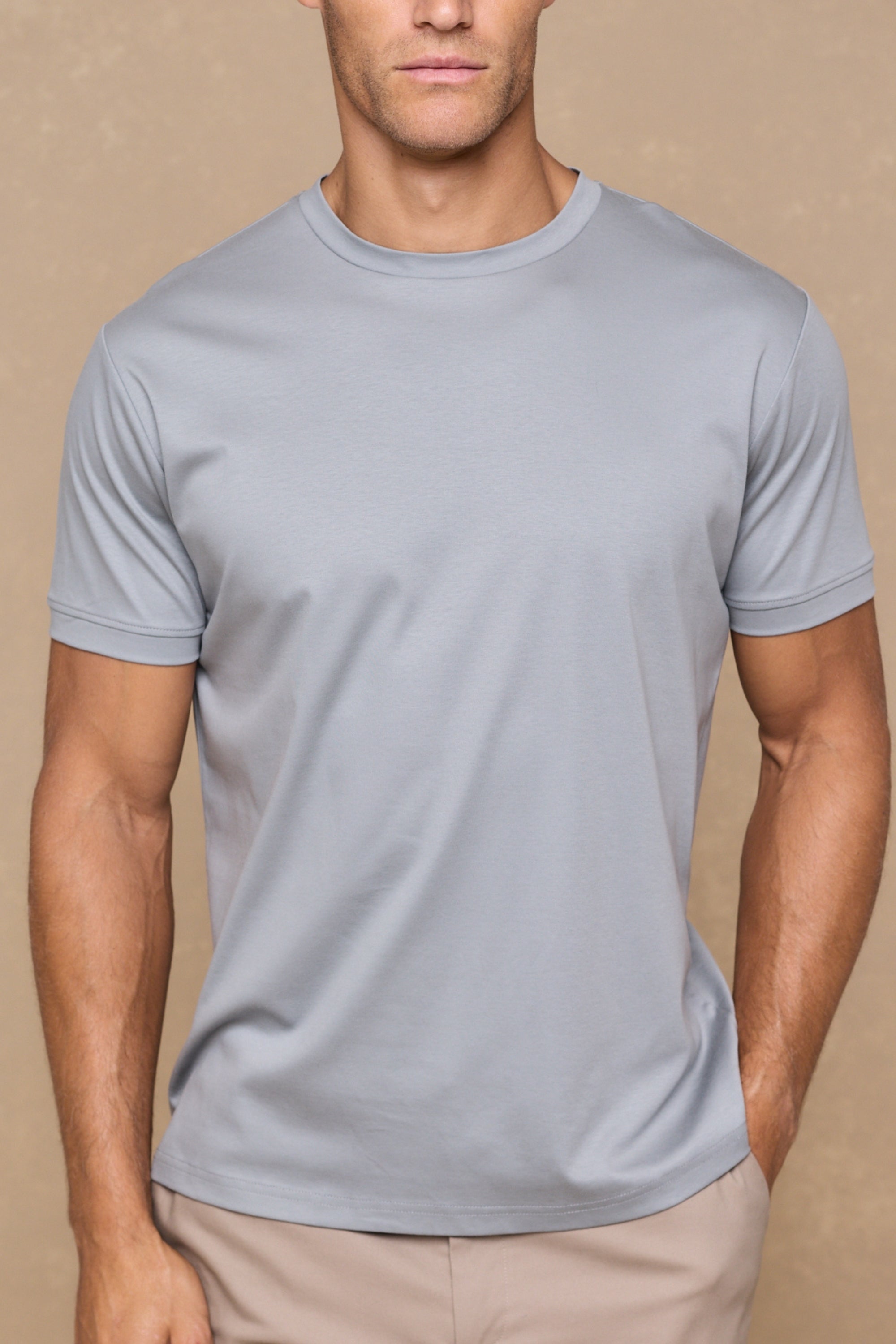 Luxe Mercerised T-Shirt - Light Pewter Blue