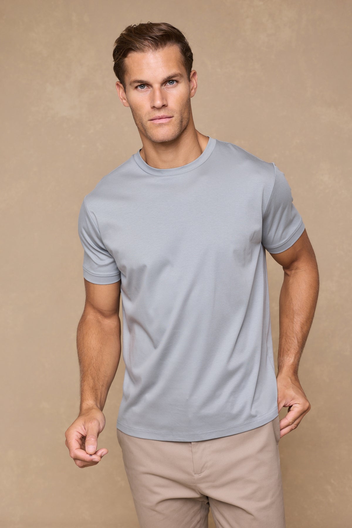Luxe Mercerised T-Shirt - Light Pewter Blue