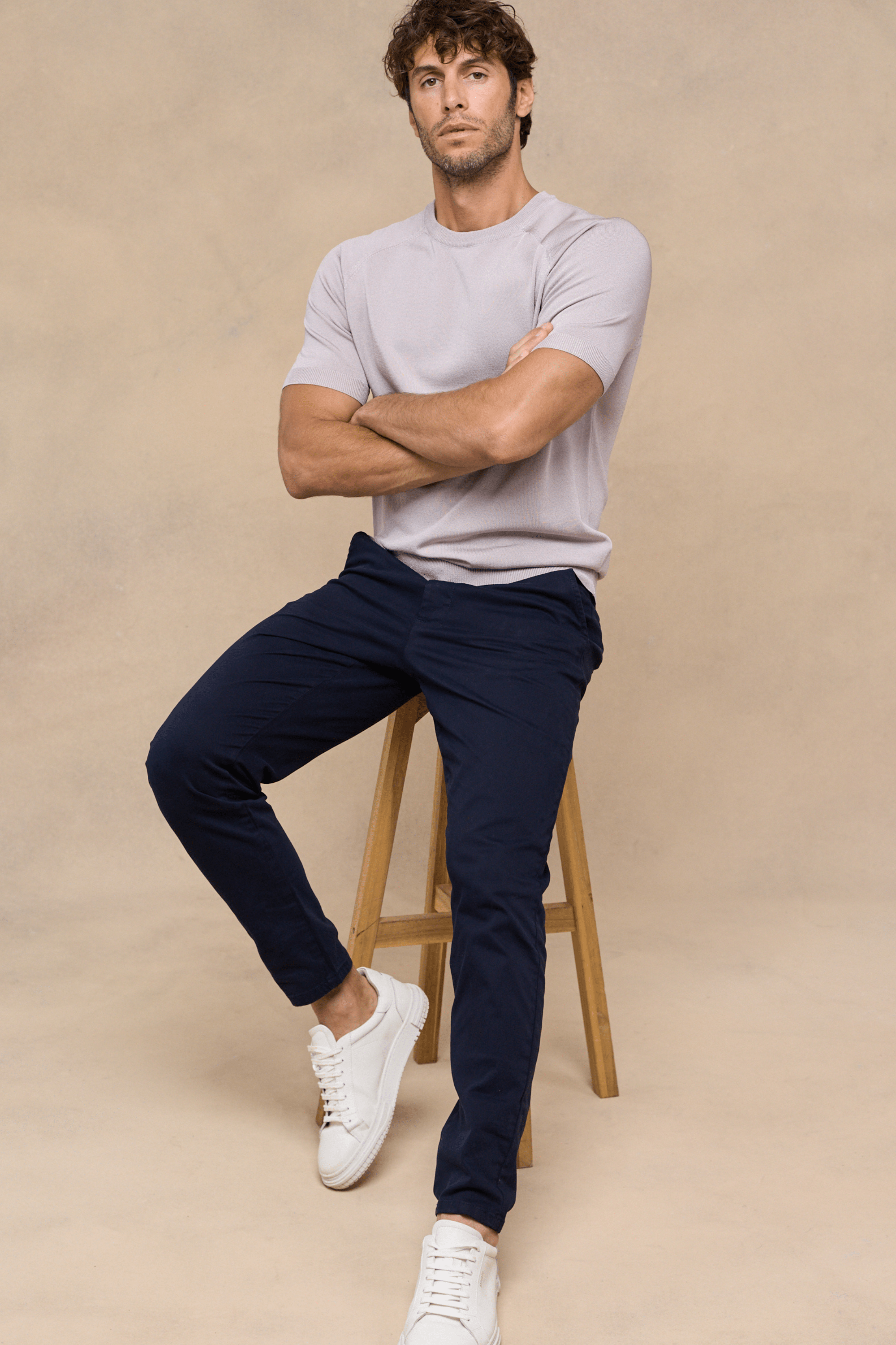 Riera Knit Crew Neck T-Shirt - Warm Grey