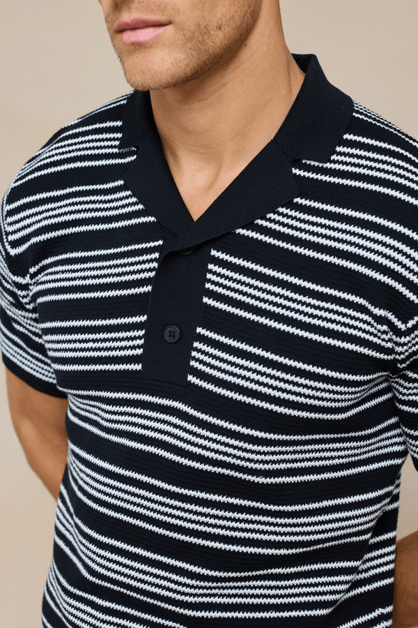 Aldo katoenen gebreide polo - Zwart/Ecru